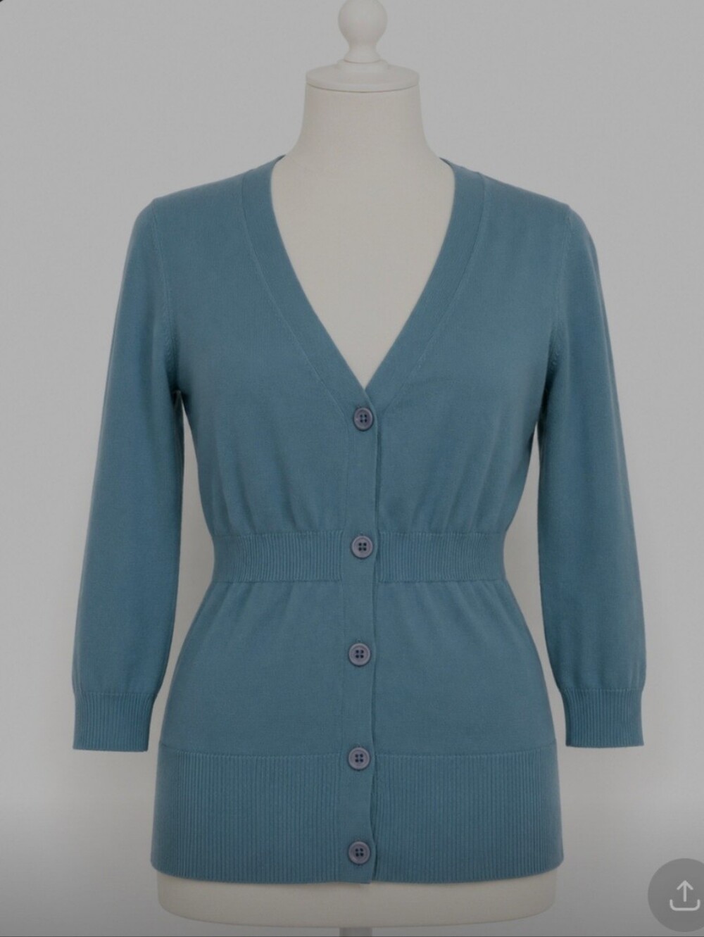 Ann Taylor Button-Front Teal V-Neck Women's Sweater